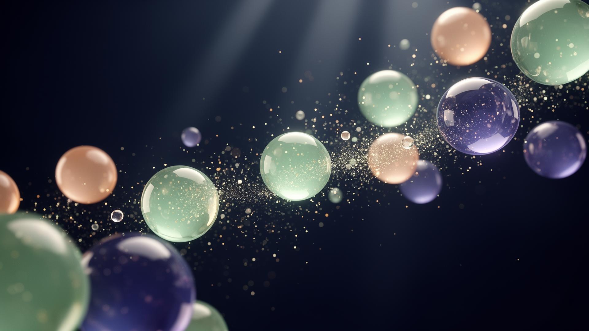 Onda astratta di luce e vetro nei toni navy e verde menta del brand Color Glass